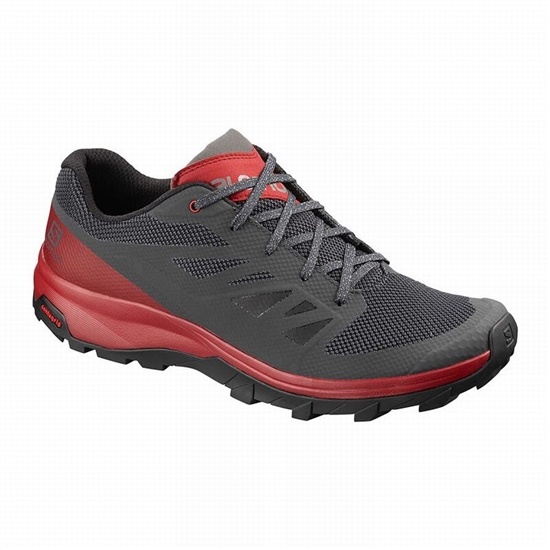Dark Blue / Red Men's Salomon OUTLINE Hiking Shoes | 163-KGTUAF